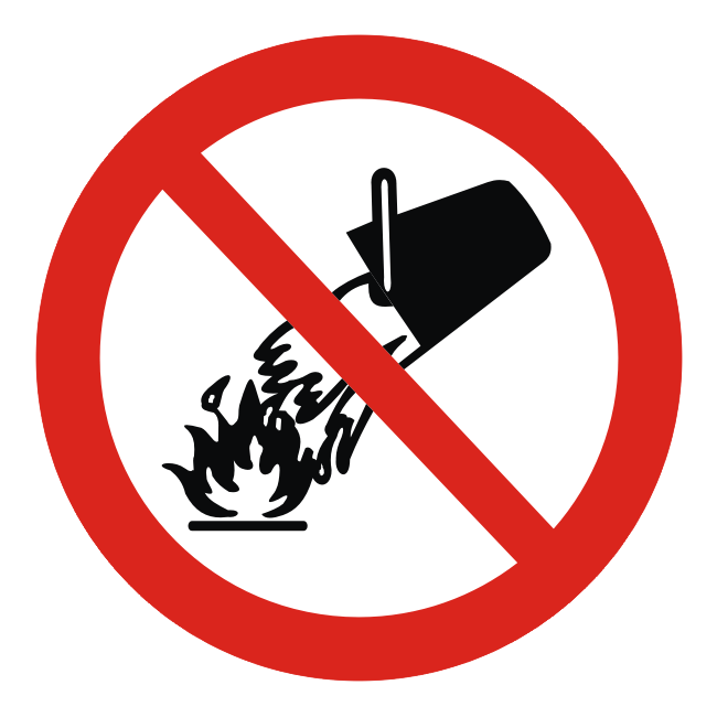 Placa Proibido Utilizar Água Para Apagar Fogo, Símbolo Internacional