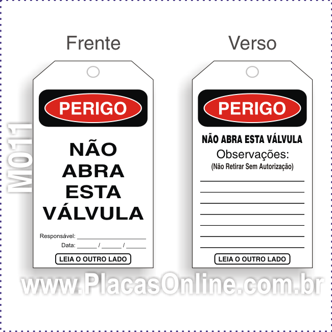 Cartão De Travamento Perigo Não Abra Esta Válvula Placasonline 9775